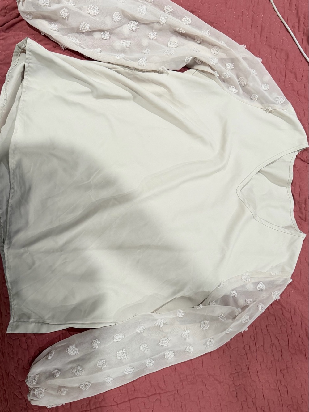 Women's Cream Sheer-Sleeve Shorts Top